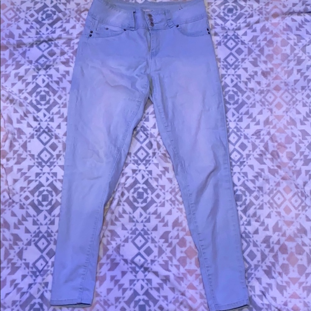 midrise light blue jeans